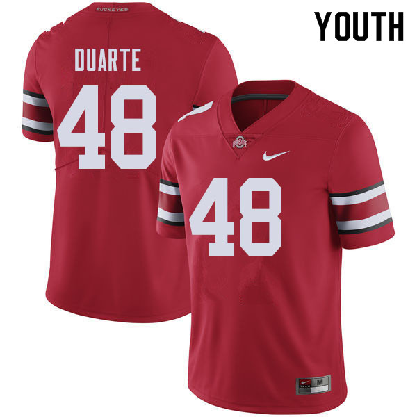 Ohio State Buckeyes Tate Duarte Youth #48 Red Authentic Stitched College Football Jersey